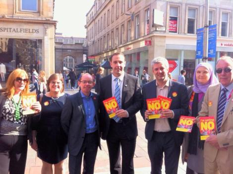 Glasgow Labour Councillors leafleting on Buchanan St today, shortly after 3pm - when a council meeting should have been taking place
